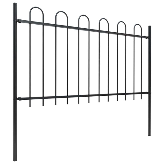 vidaXL Garden Fence with Hoop Top Steel 671x100 cm Black 2