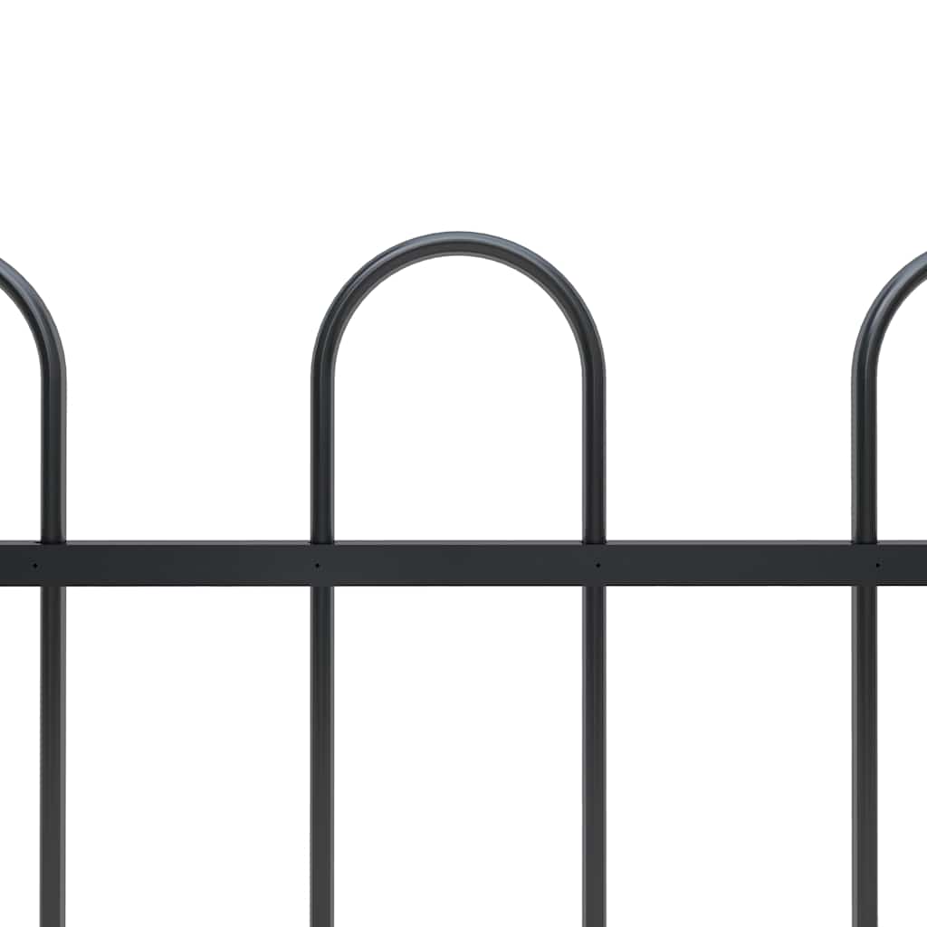 vidaXL Garden Fence with Hoop Top Steel 671x100 cm Black 3