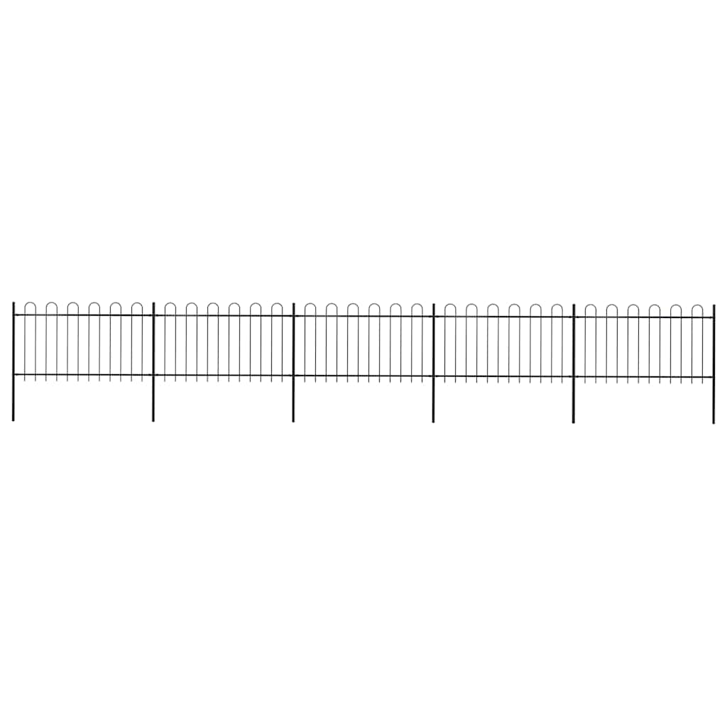 vidaXL Garden Fence with Hoop Top Steel 838x100 cm Black 1