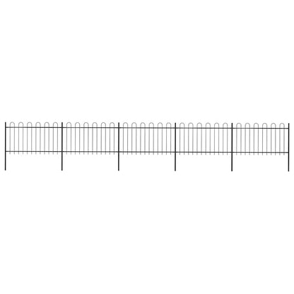 vidaXL Garden Fence with Hoop Top Steel 838x100 cm Black 1