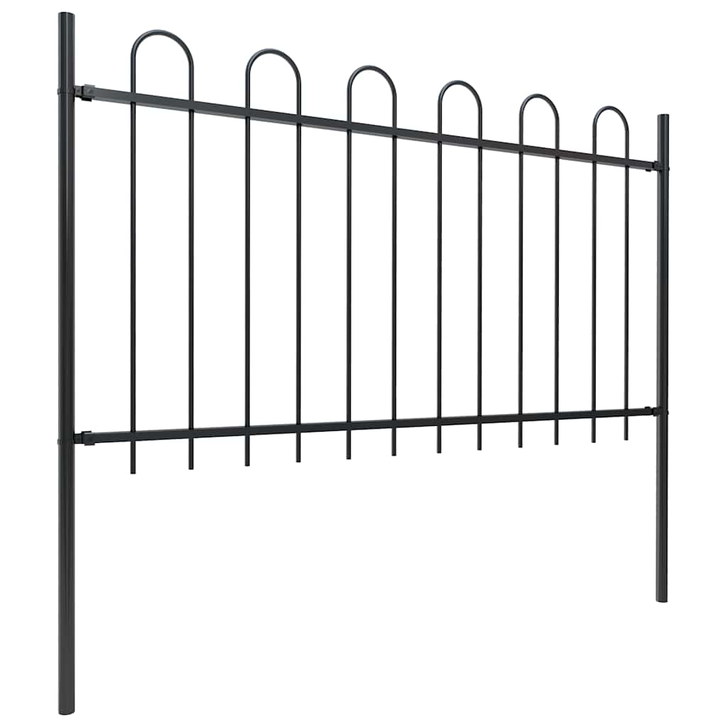 vidaXL Garden Fence with Hoop Top Steel 838x100 cm Black 2