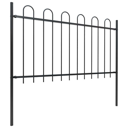 vidaXL Garden Fence with Hoop Top Steel 838x100 cm Black 2