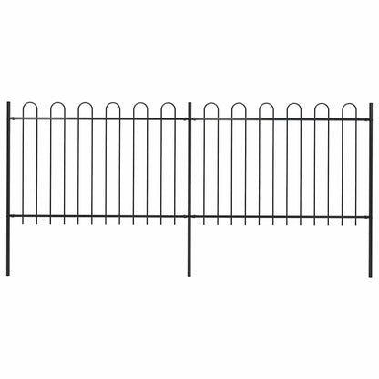 vidaXL Garden Fence with Hoop Top Steel 337x120 cm Black