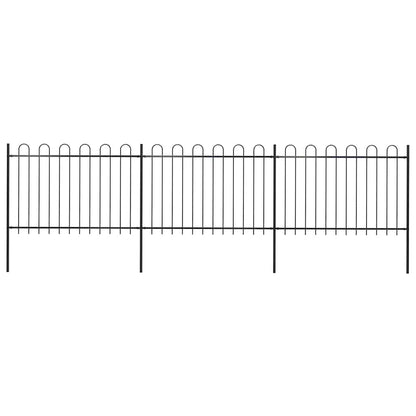 vidaXL Garden Fence with Hoop Top Steel 337x120 cm Black
