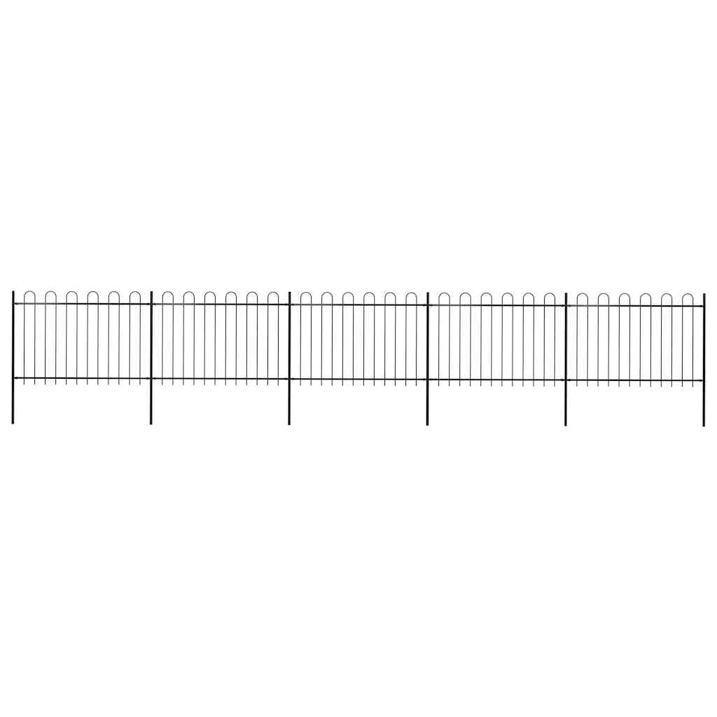vidaXL Garden Fence with Hoop Top Steel 838x120 cm Black 1