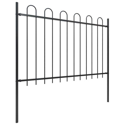 vidaXL Garden Fence with Hoop Top Steel 838x120 cm Black 2