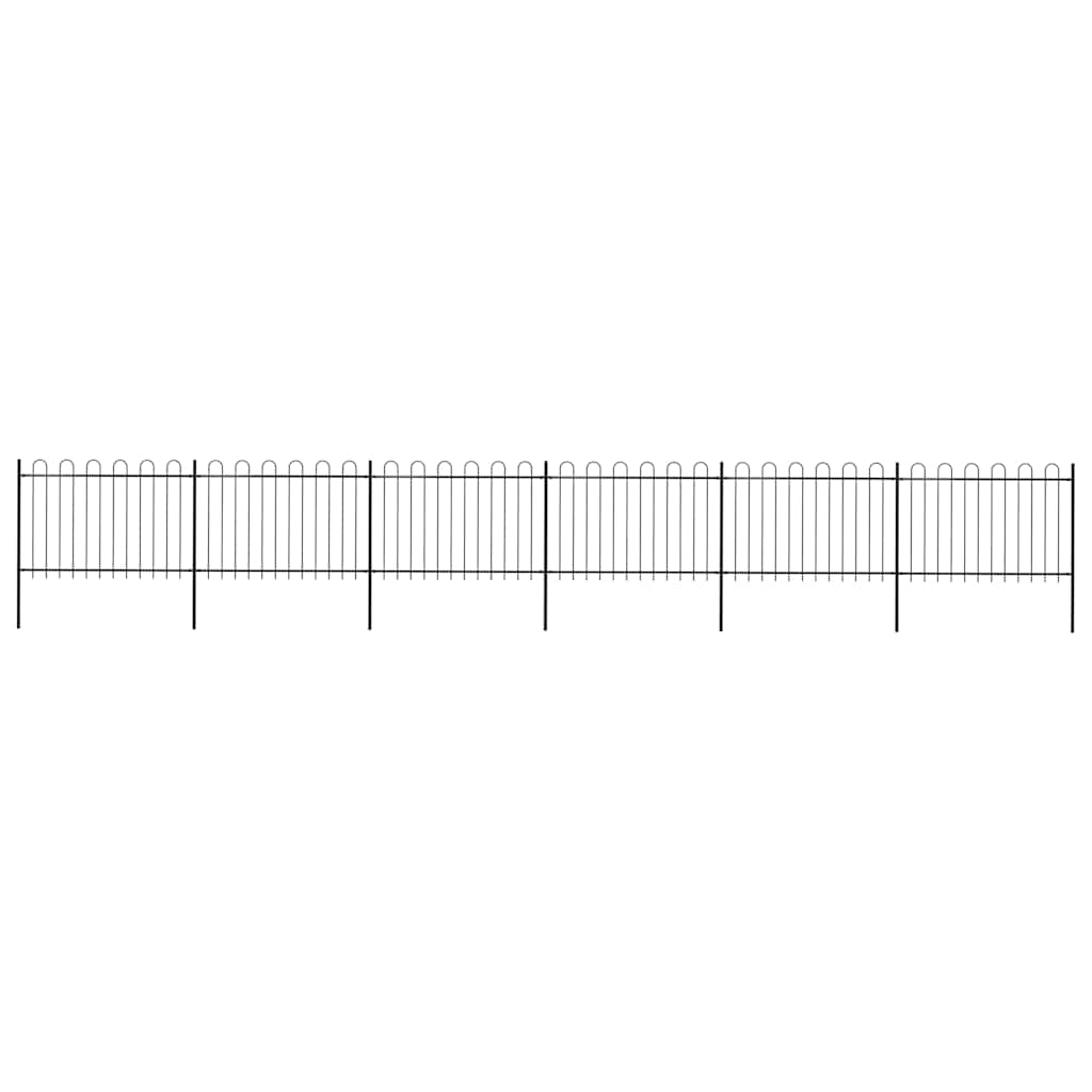 vidaXL Garden Fence with Hoop Top Steel 337x120 cm Black