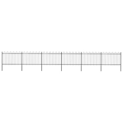 vidaXL Garden Fence with Hoop Top Steel 337x120 cm Black