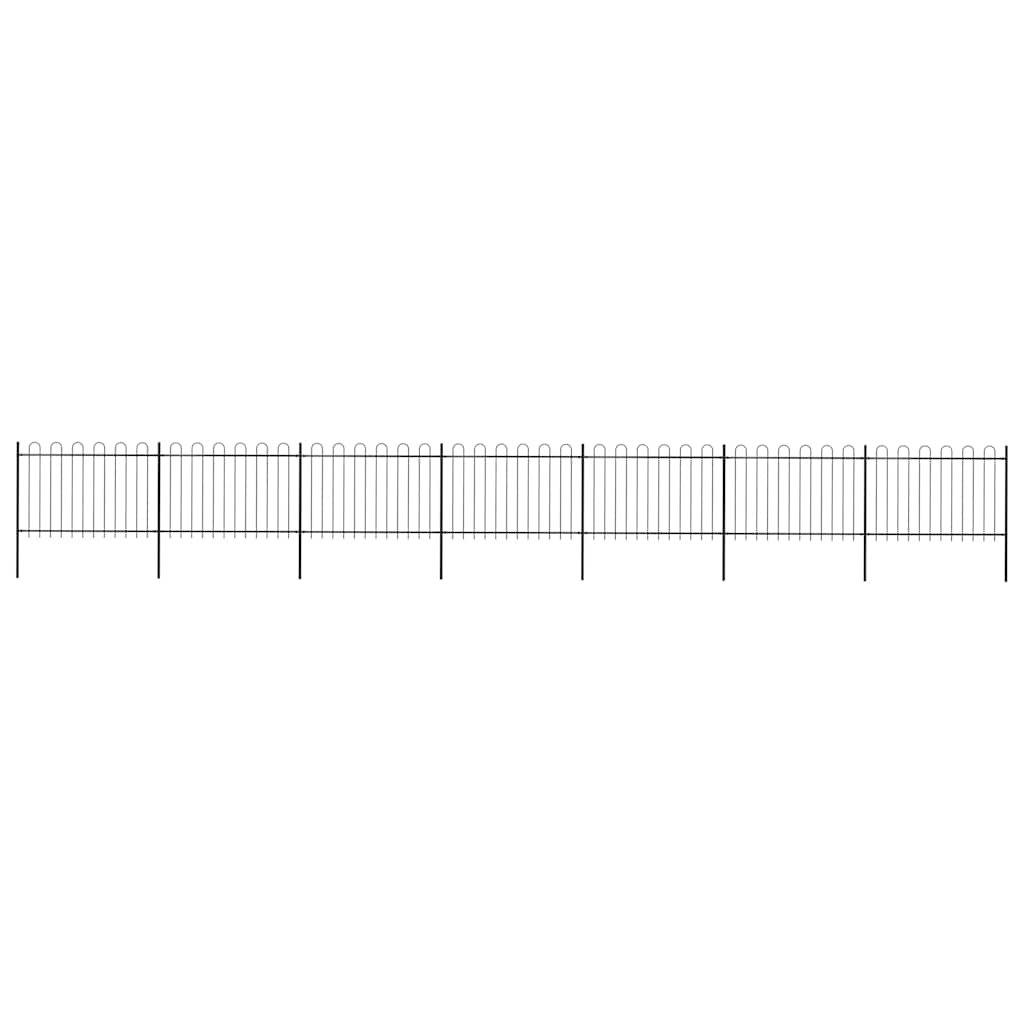 vidaXL Garden Fence with Hoop Top Steel 337x120 cm Black