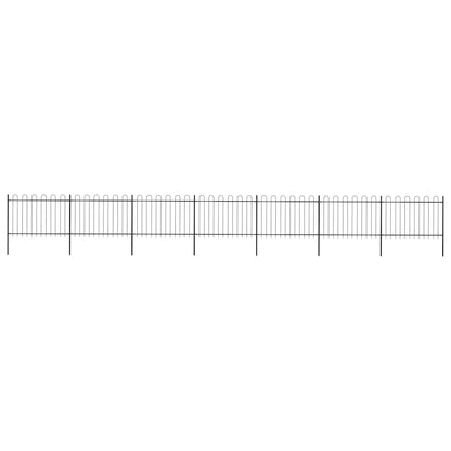 vidaXL Garden Fence with Hoop Top Steel 337x120 cm Black