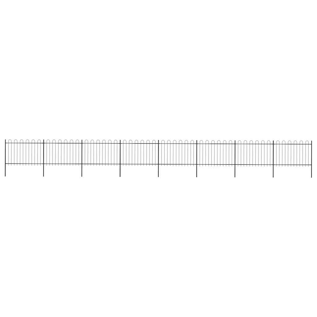 vidaXL Garden Fence with Hoop Top Steel 337x120 cm Black