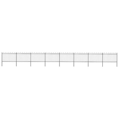vidaXL Garden Fence with Hoop Top Steel 337x120 cm Black