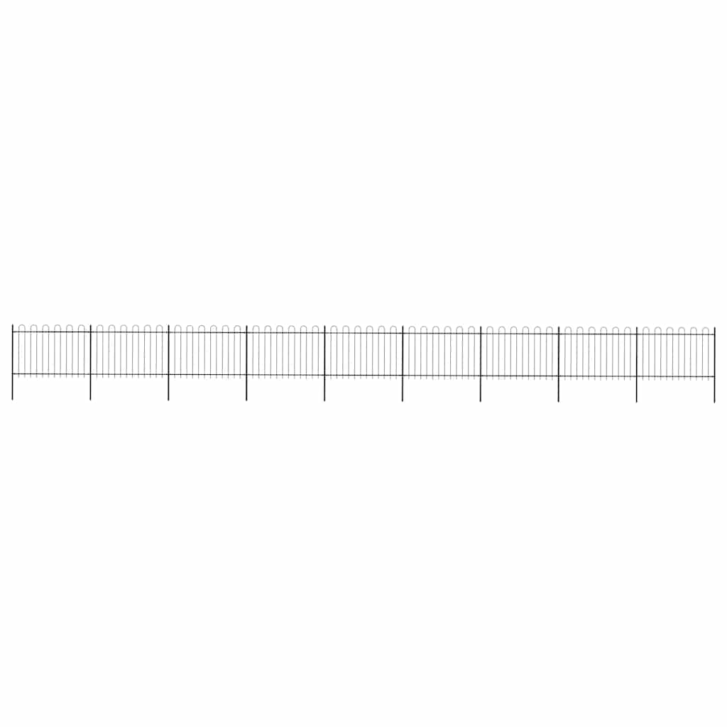 vidaXL Garden Fence with Hoop Top Steel 337x120 cm Black