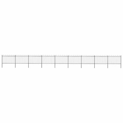 vidaXL Garden Fence with Hoop Top Steel 337x120 cm Black