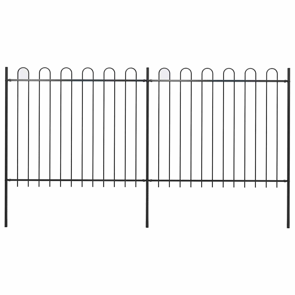vidaXL Garden Fence with Hoop Top Steel 337x150 cm Black