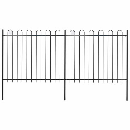 vidaXL Garden Fence with Hoop Top Steel 337x150 cm Black