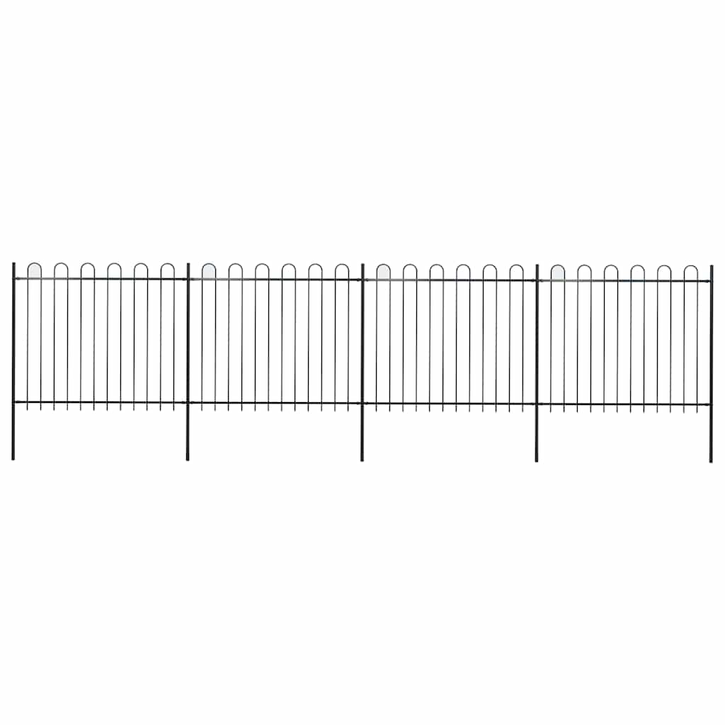 vidaXL Garden Fence with Hoop Top Steel 671x150 cm Black 1