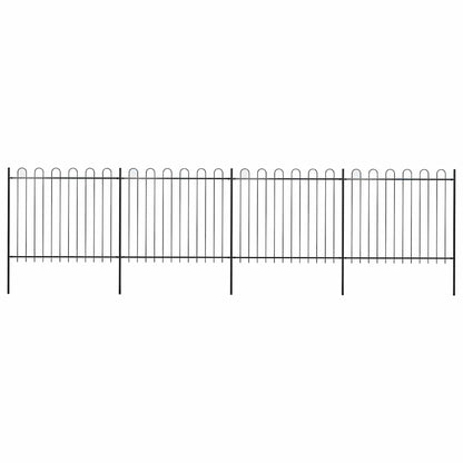 vidaXL Garden Fence with Hoop Top Steel 671x150 cm Black 1