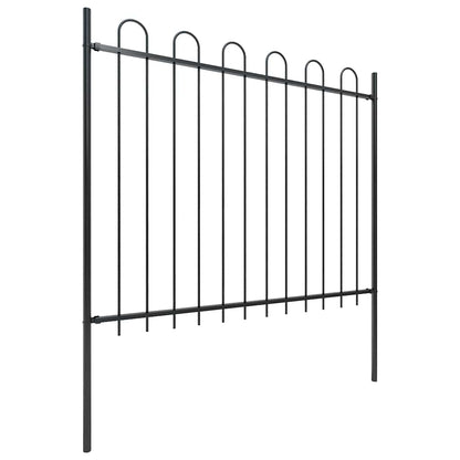 vidaXL Garden Fence with Hoop Top Steel 671x150 cm Black 2