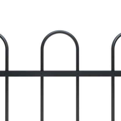 vidaXL Garden Fence with Hoop Top Steel 671x150 cm Black 3