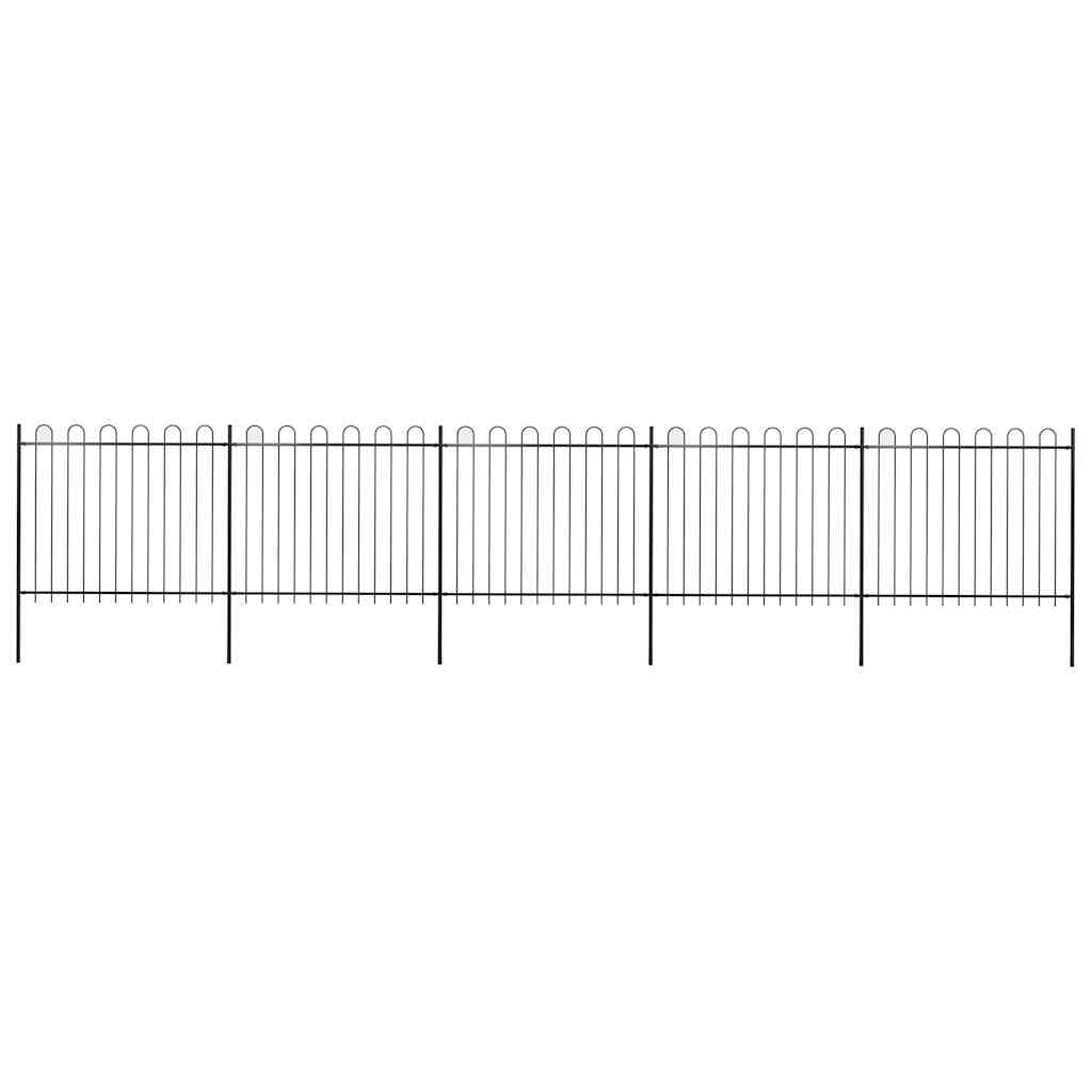 vidaXL Garden Fence with Hoop Top Steel 337x150 cm Black