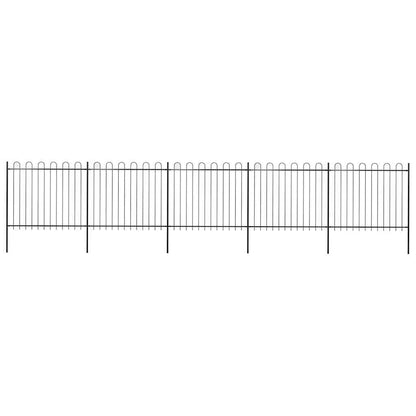 vidaXL Garden Fence with Hoop Top Steel 337x150 cm Black