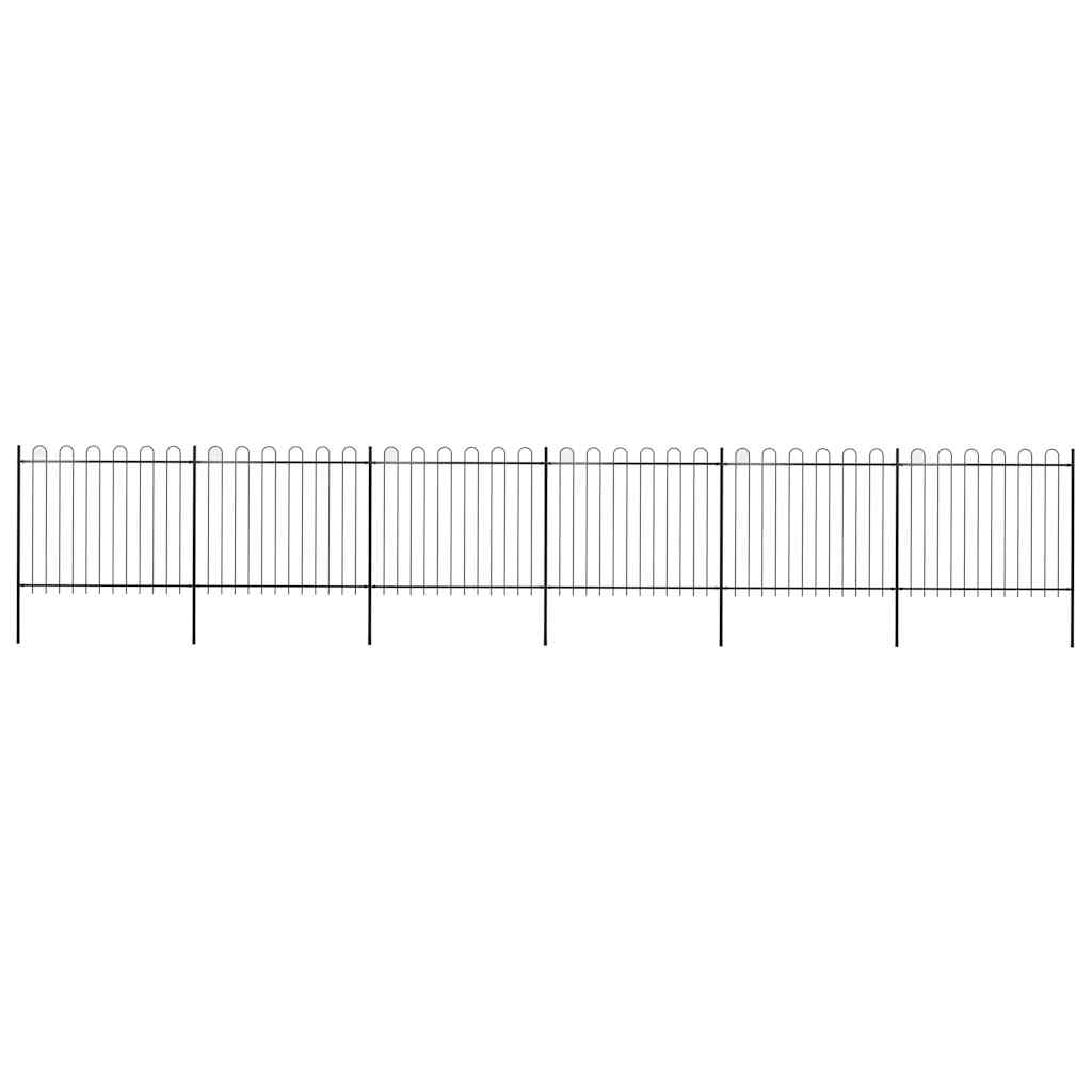 vidaXL Garden Fence with Hoop Top Steel 337x150 cm Black