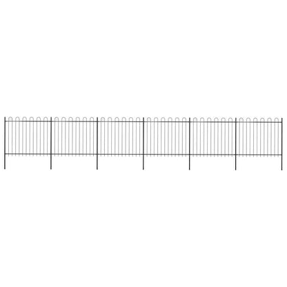 vidaXL Garden Fence with Hoop Top Steel 337x150 cm Black