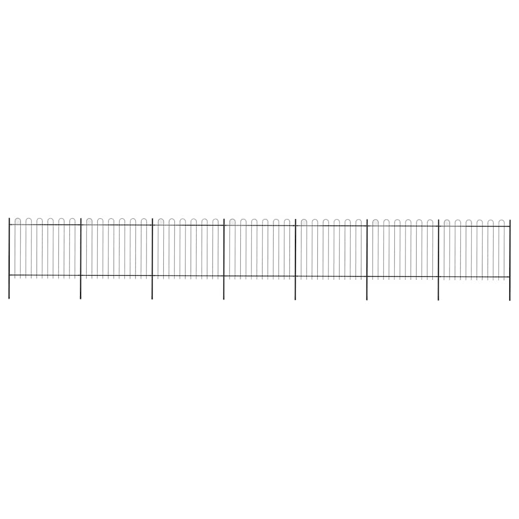 vidaXL Garden Fence with Hoop Top Steel 337x150 cm Black