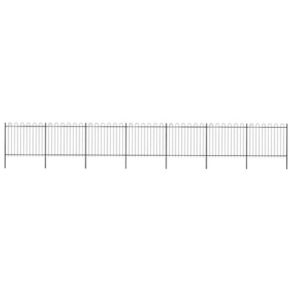 vidaXL Garden Fence with Hoop Top Steel 337x150 cm Black