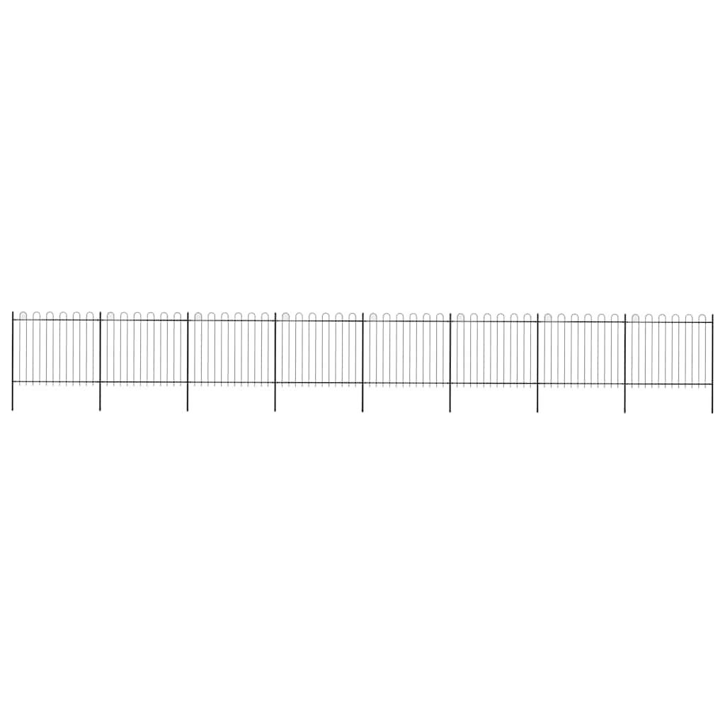 vidaXL Garden Fence with Hoop Top Steel 337x150 cm Black