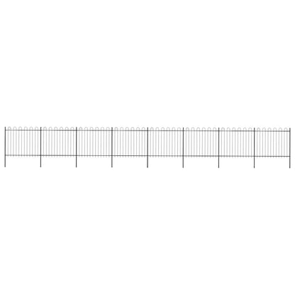 vidaXL Garden Fence with Hoop Top Steel 337x150 cm Black
