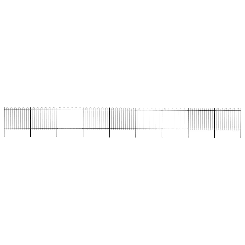 vidaXL Garden Fence with Hoop Top Steel 337x150 cm Black