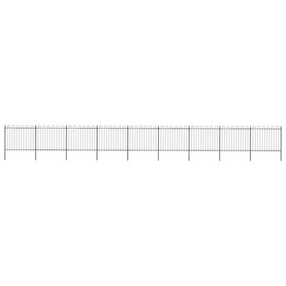 vidaXL Garden Fence with Hoop Top Steel 337x150 cm Black