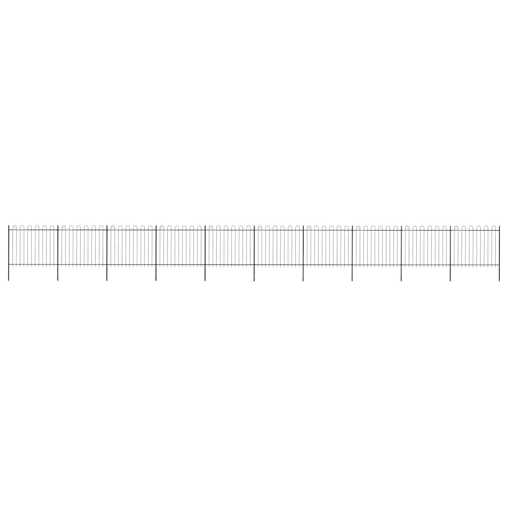 vidaXL Garden Fence with Hoop Top Steel 337x150 cm Black