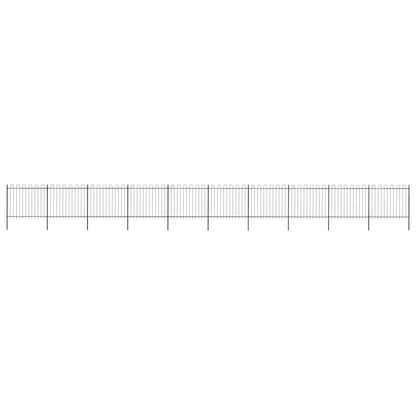 vidaXL Garden Fence with Hoop Top Steel 337x150 cm Black