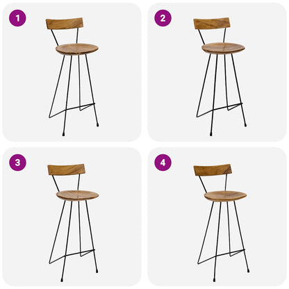 vidaXL Bar Stools 2 pcs Solid Teak Wood 4