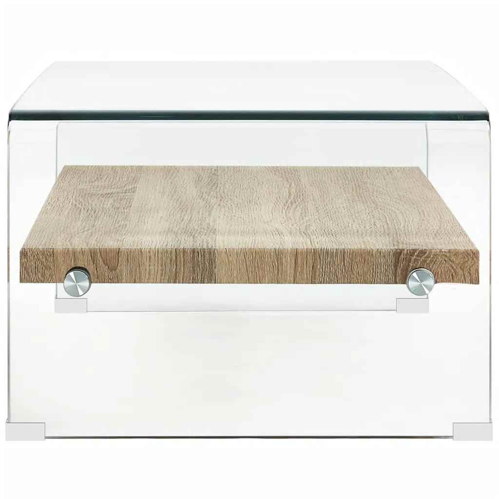 vidaXL Coffee Table | Clear and Oak | Tempered Glass and MDF | 98x45x31 cm 3
