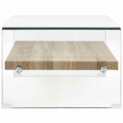 vidaXL Coffee Table | Clear and Oak | Tempered Glass and MDF | 98x45x31 cm 3