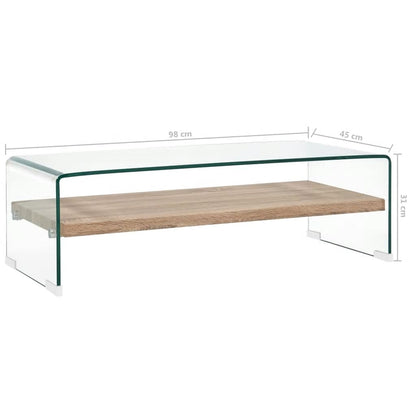 vidaXL Coffee Table | Clear and Oak | Tempered Glass and MDF | 98x45x31 cm 5