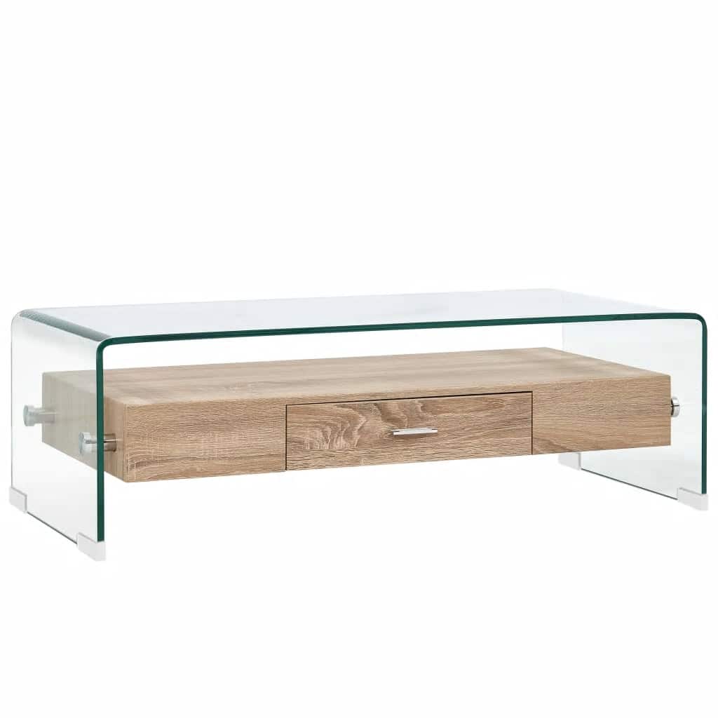 vidaXL Coffee Table Clear 98x45x31 cm Tempered Glass 1