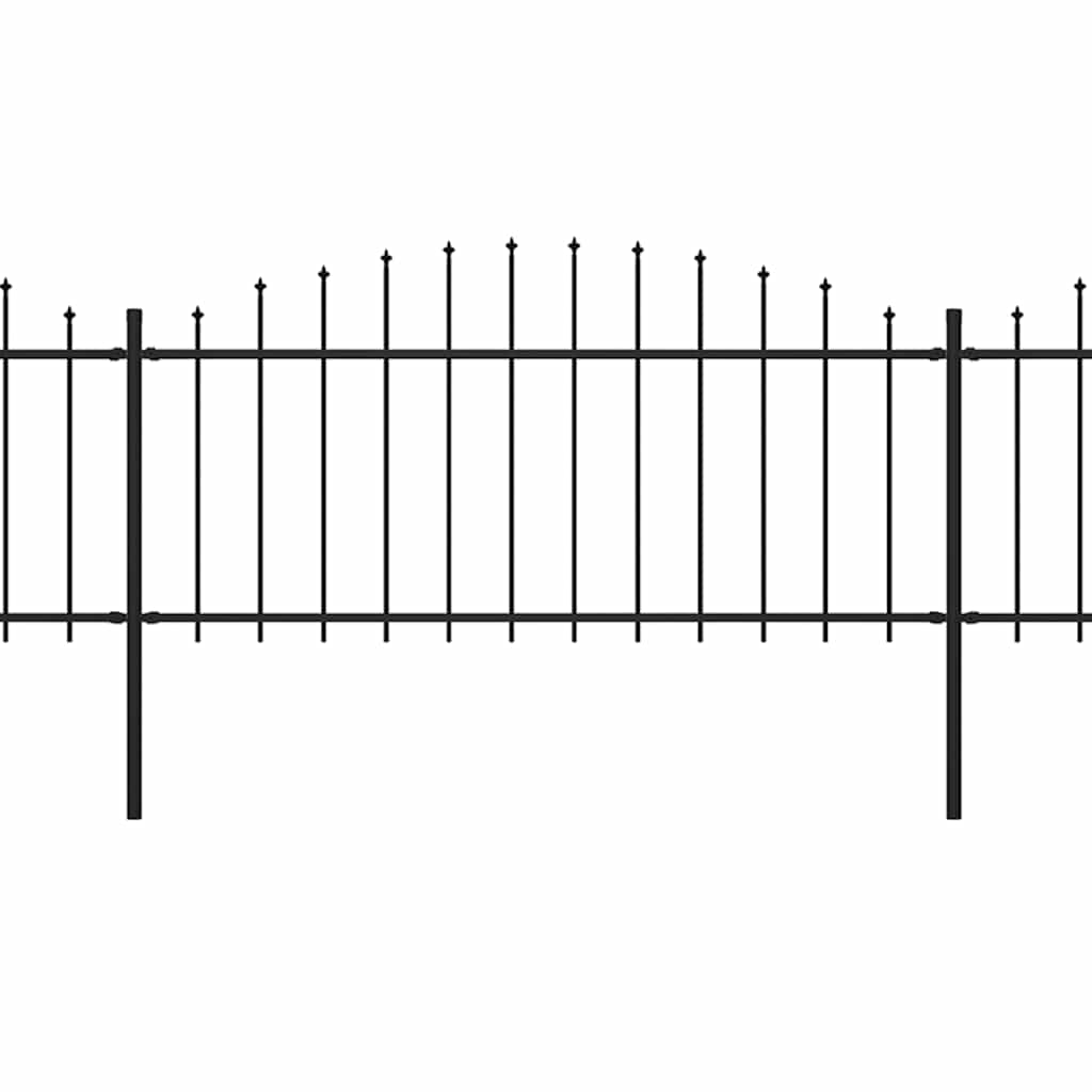 vidaXL Garden Fence with Spear Top Steel 671x75 cm Black 2