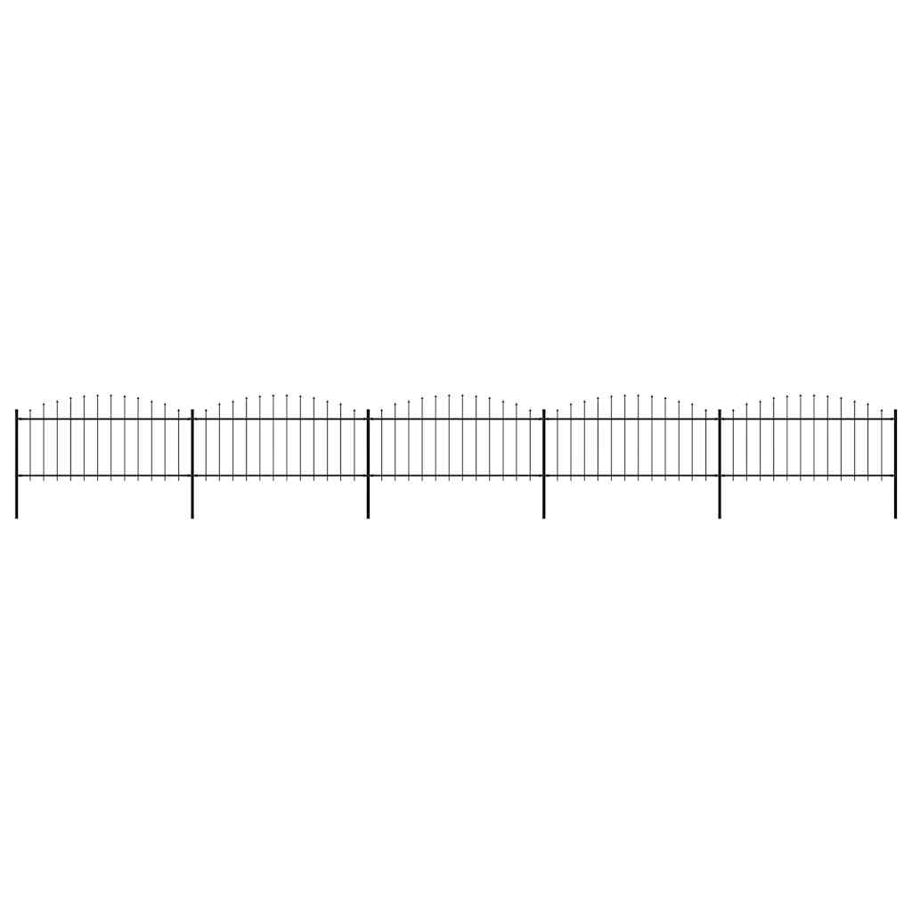 vidaXL Garden Fence with Spear Top Steel 838x75 cm Black 1