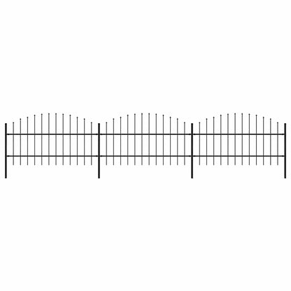 vidaXL Garden Fence with Spear Top Steel 337x100 cm Black Height 75-100 cm