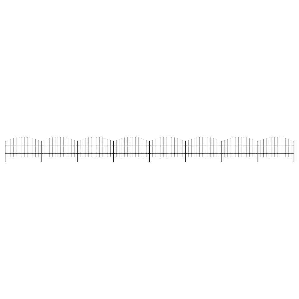vidaXL Garden Fence with Spear Top Steel 337x100 cm Black Height 75-100 cm