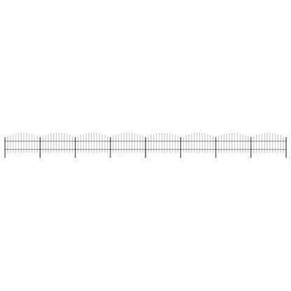 vidaXL Garden Fence with Spear Top Steel 337x100 cm Black Height 75-100 cm