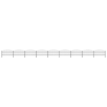 vidaXL Garden Fence with Spear Top Steel 337x100 cm Black Height 75-100 cm