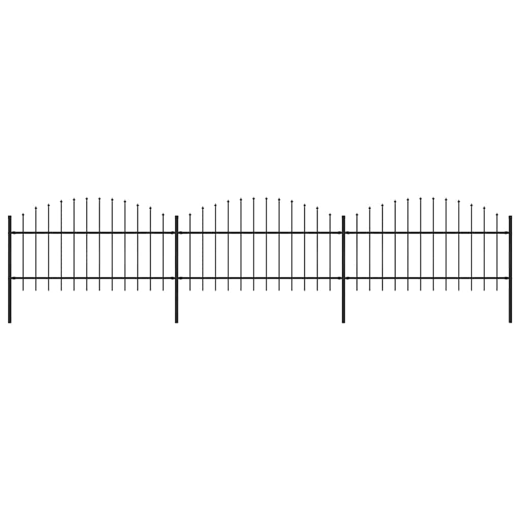 Garden Fence with Spear Top Steel 355x125 cm Black Height 100-125 cm 530 cm