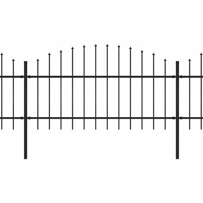 Garden Fence with Spear Top Steel 355x125 cm Black Height 100-125 cm 530 cm