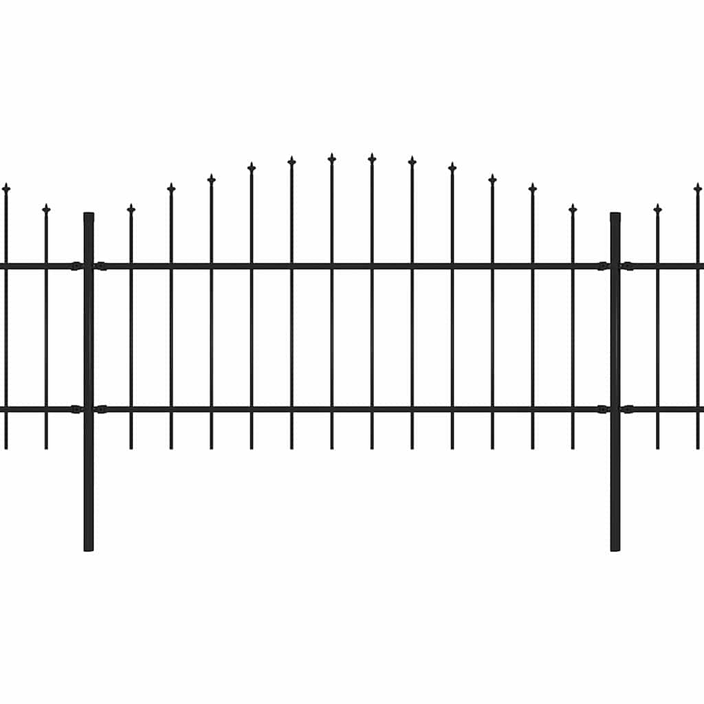 vidaXL Garden Fence with Spear Top Steel 671x125 cm Black 2